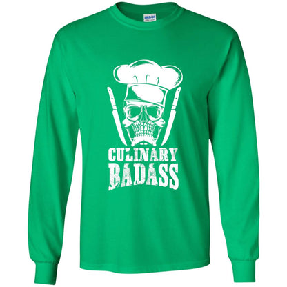 Culinary Badass Funny Chef Skull Knifes Cooking Tshirt Irish Green