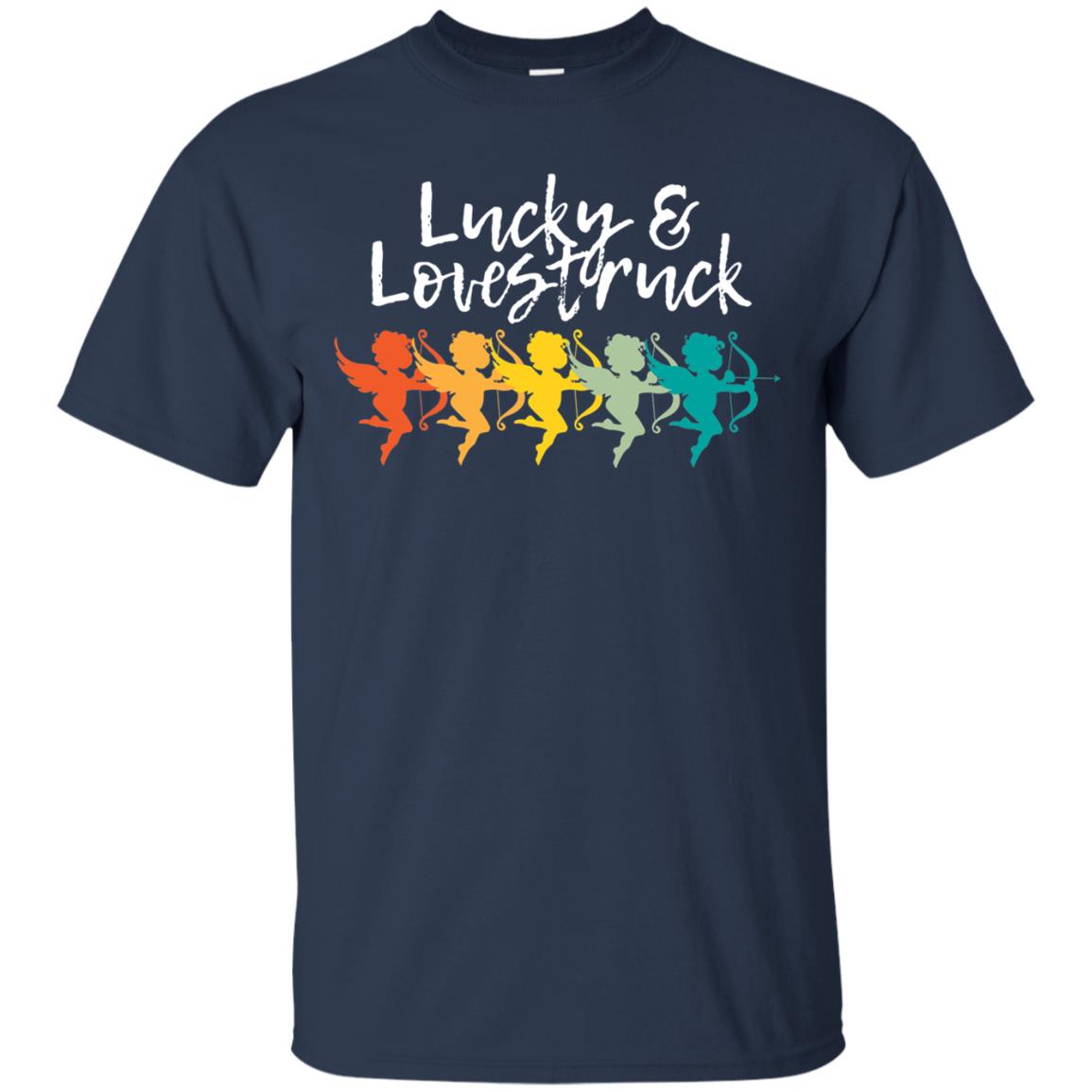 Vintage Retro Valentine_s Lucky Lovestruck Tshirt Navy