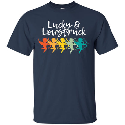 Vintage Retro Valentine_s Lucky Lovestruck Tshirt Navy