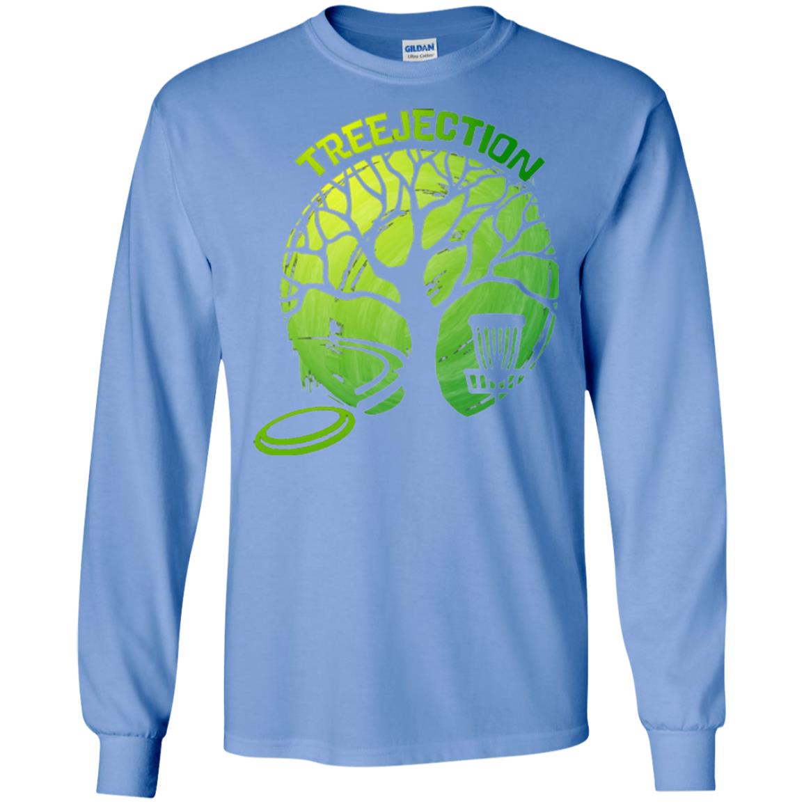 Funny Disc Golf T-shirt Treejection Carolina Blue