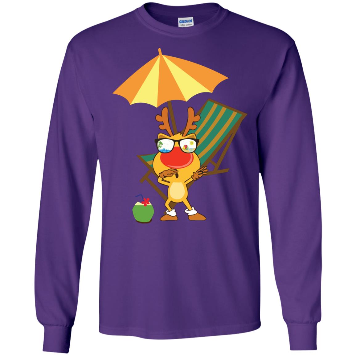 Dabbing Reindeer With Sunglasses Celebrate Xmas In July 2018 Shirt Purple