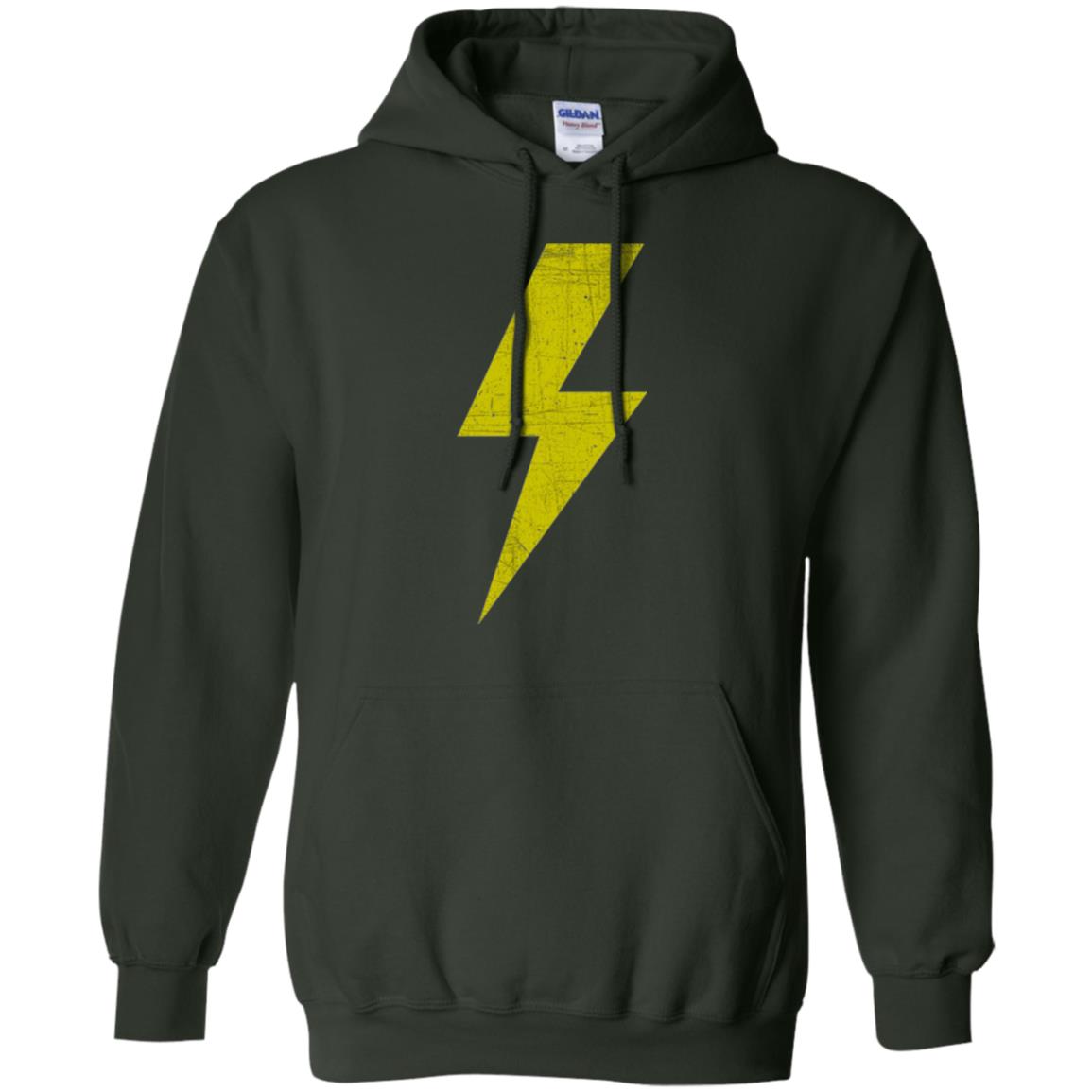 Retro Distressed Yellow Lighting Bolt T Shirt Forest Green