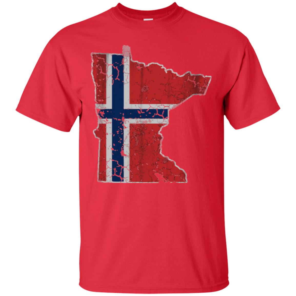 Minnesota Norwegian American Norge Norway Flag T-shirt Red