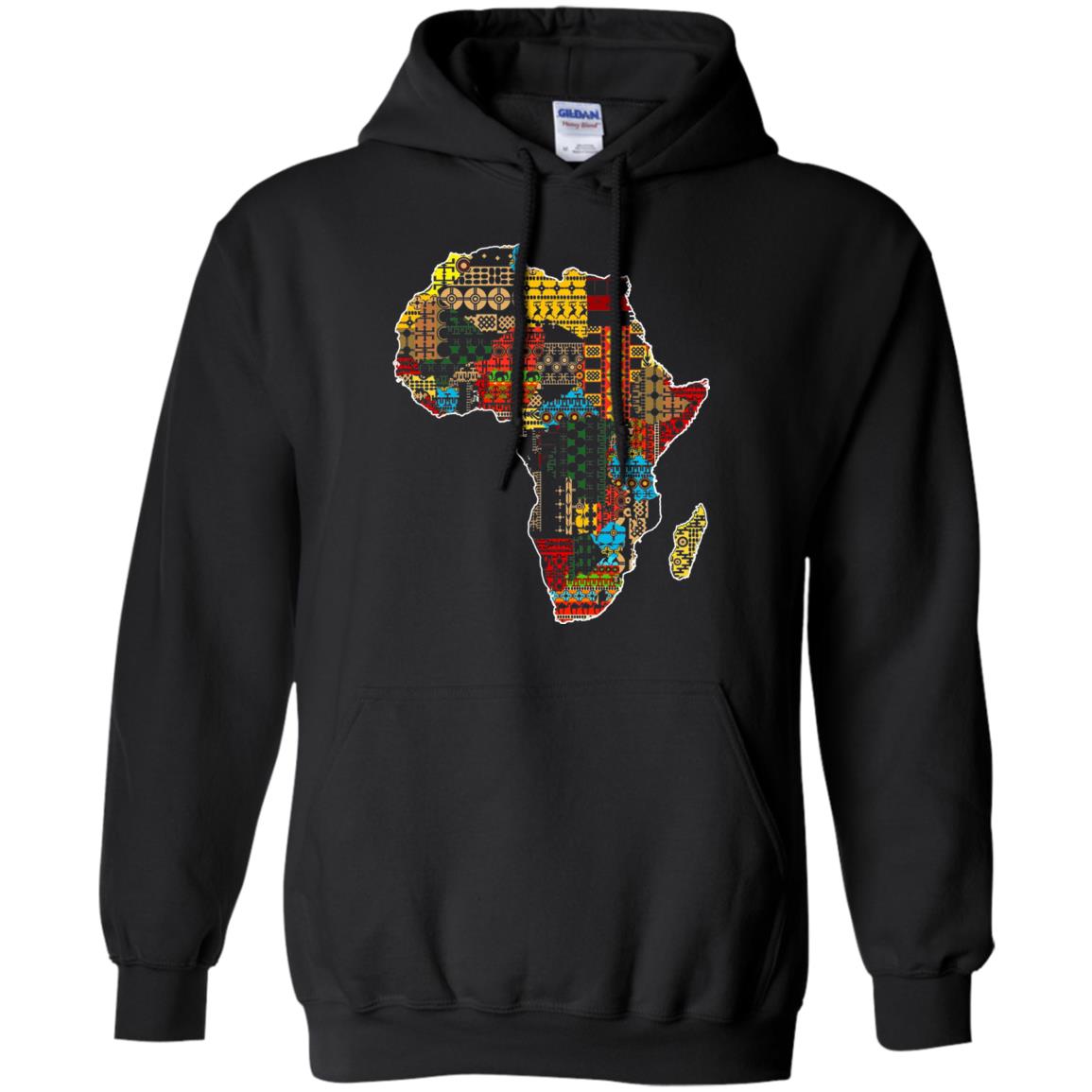 African Pride Traditional Ethnic Pattern Africa Map Shirt Black