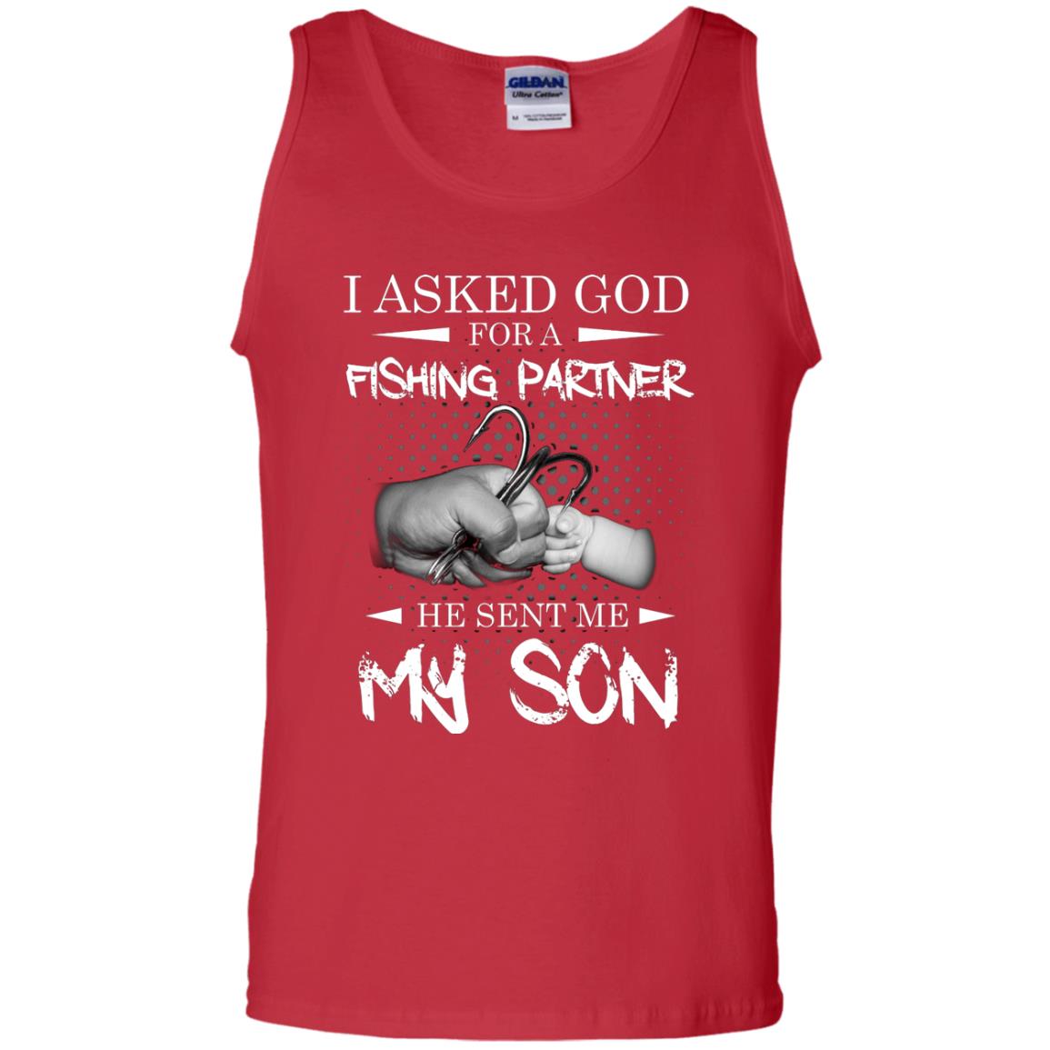 Fishing Daddy Shirt I Asked God For A Fishing Partner He Sent Me My Son Red
