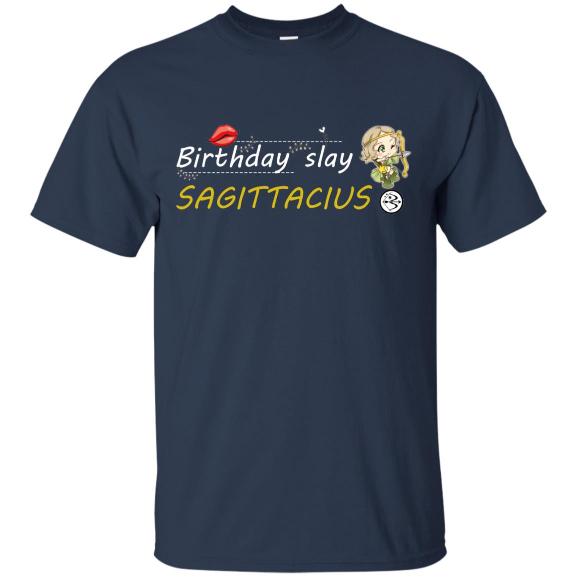 Cute Sagittarius Girl Birthday Lip Slay T-shirt Navy
