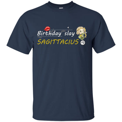 Cute Sagittarius Girl Birthday Lip Slay T-shirt Navy