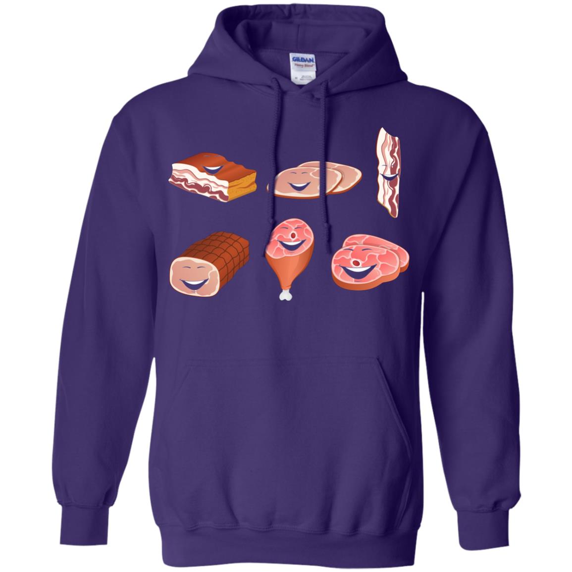 Funny Bbq T-shirt Meat Family Purple
