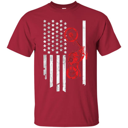 Old American Flag Motorcyclist Shirt Cardinal