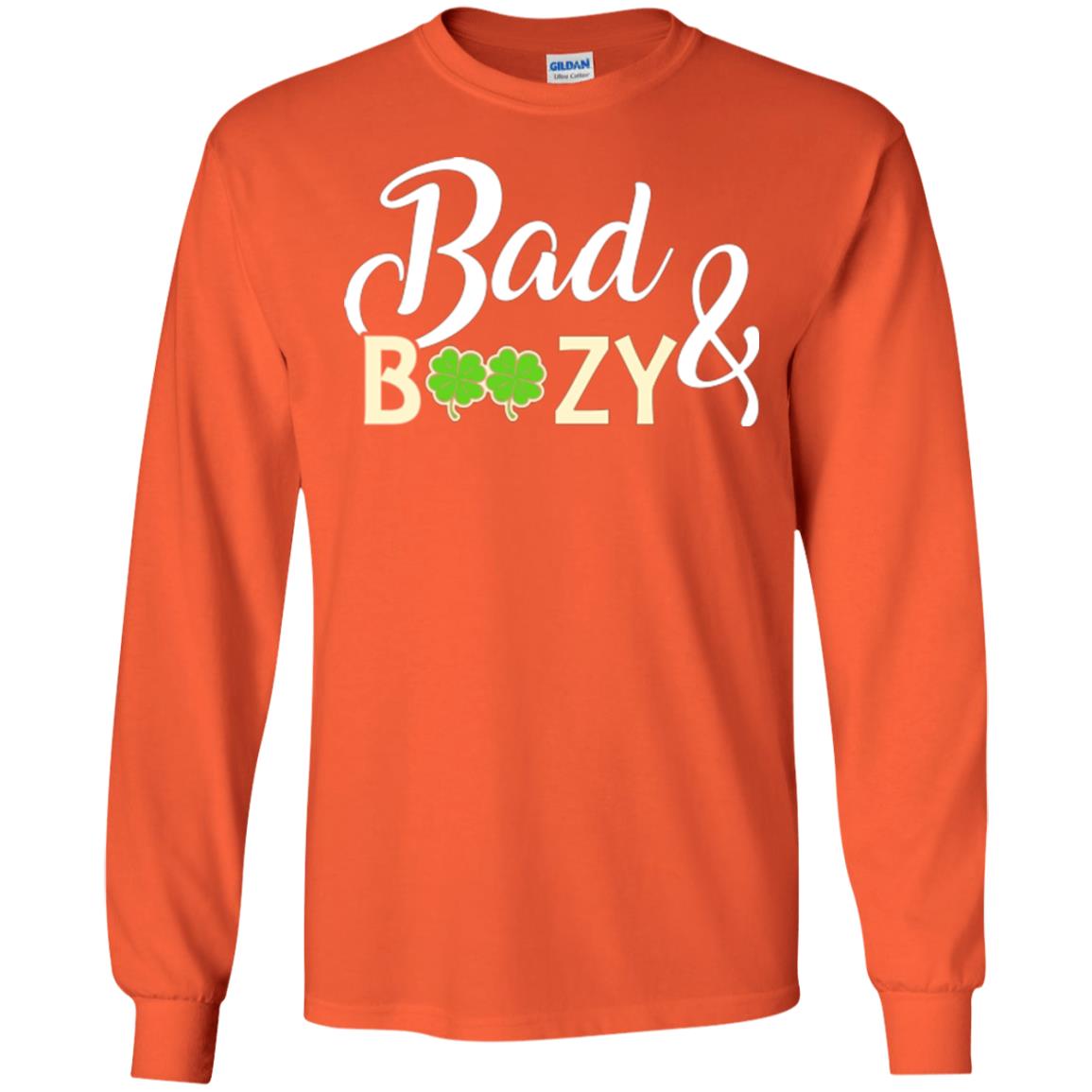 Saint Patrick's Day T-shirt Bad And Boozy Shamrock Orange