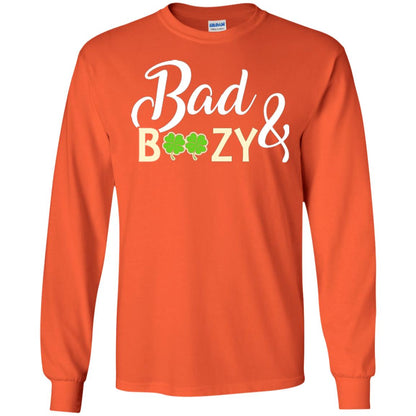 Saint Patrick's Day T-shirt Bad And Boozy Shamrock Orange