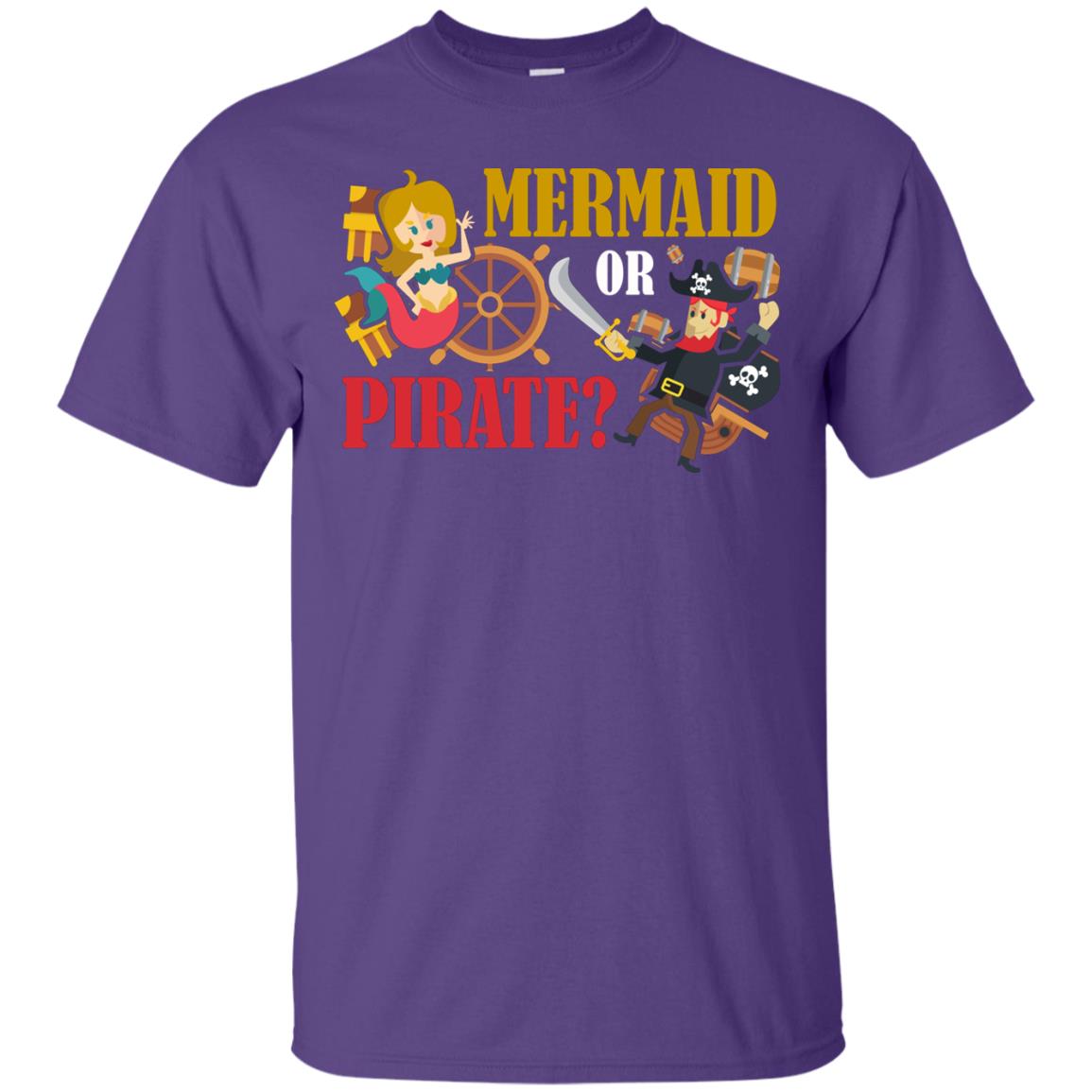 Mermaid Or Pirate Gift Shirt For Boys And Girls Purple