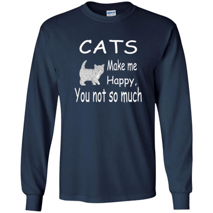 Cat Lover T-shirt Cats Make Me Happy You Not So Much Navy