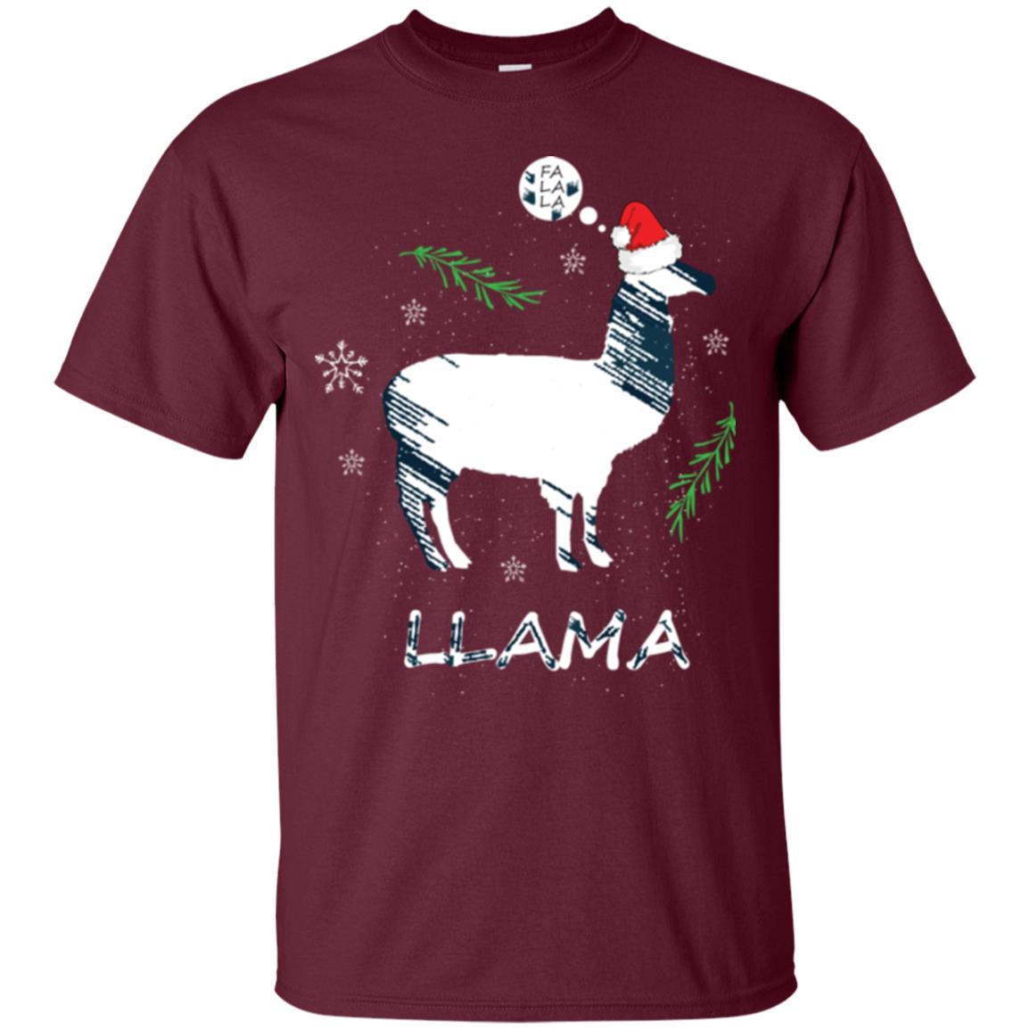 Christmas T-shirt Fa La La La Llama T-shirt Maroon