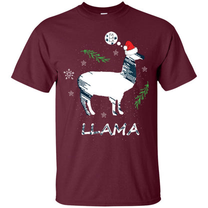 Christmas T-shirt Fa La La La Llama T-shirt Maroon