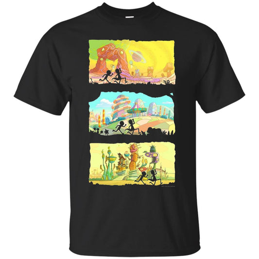 Movie T-Shirt Running Silhouettes On Alien Land Black