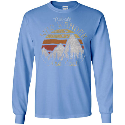 Gradient Mountain Gold T-shirt Not All Who Wander Are Lost Carolina Blue