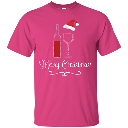 Christmas T-shirt Merry Christmas With Wine Botle And Glass Wine Heliconia