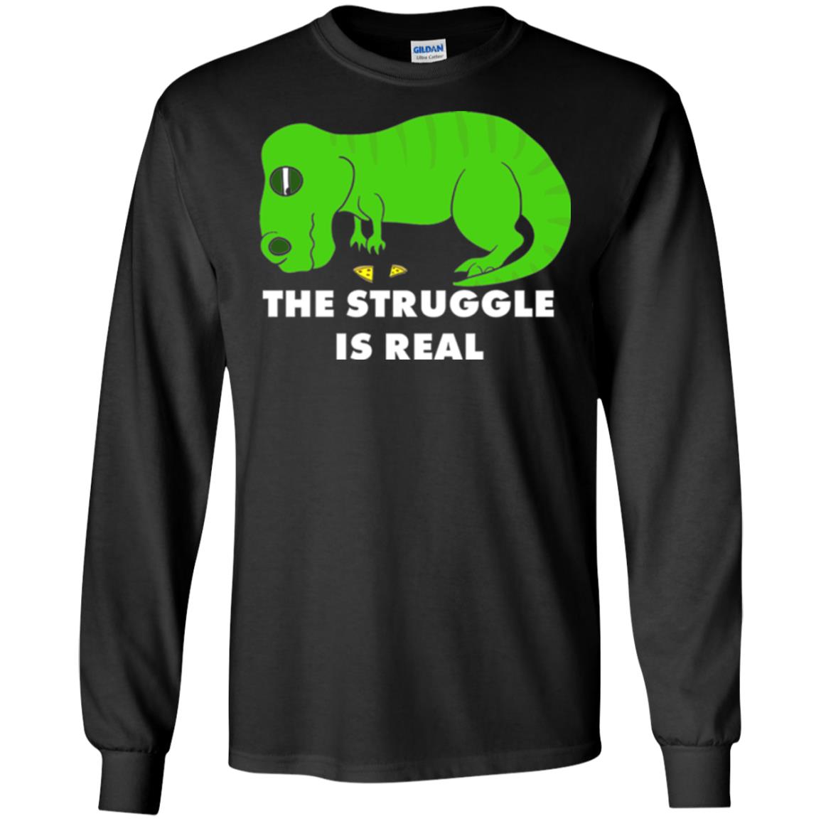 Funny Dinosaus T-shirt The Struggle Is Real Black