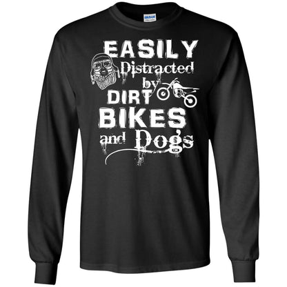 Dogs And Bikes Lover T-shirt Easily Distracted By Dirt Bikes And Dogs Black