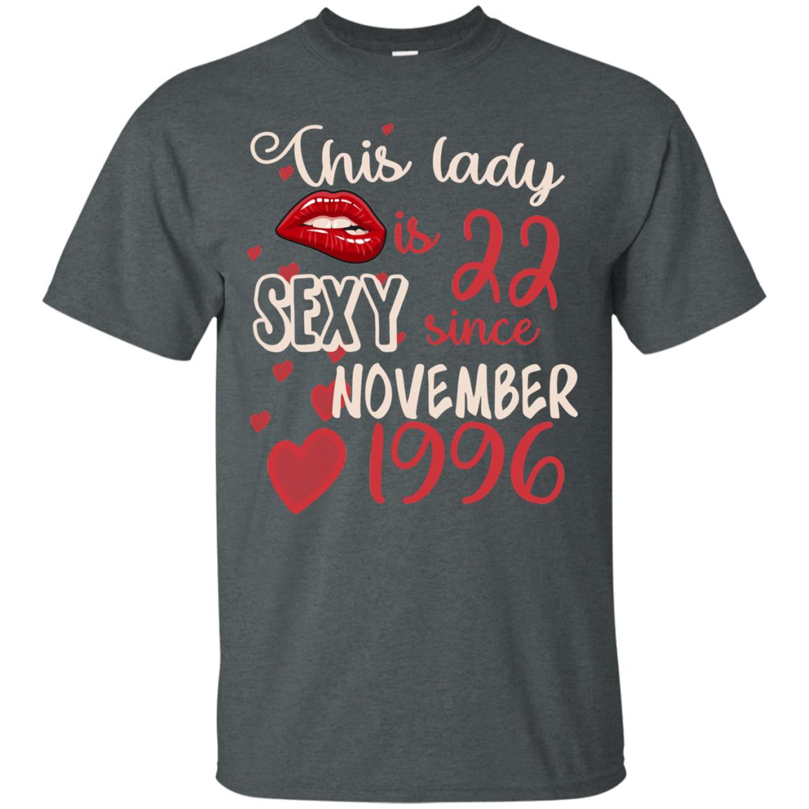 This Lady Is 22 Sexy Since November 1996 22nd Birthday Shirt For November Womens Dark Heather