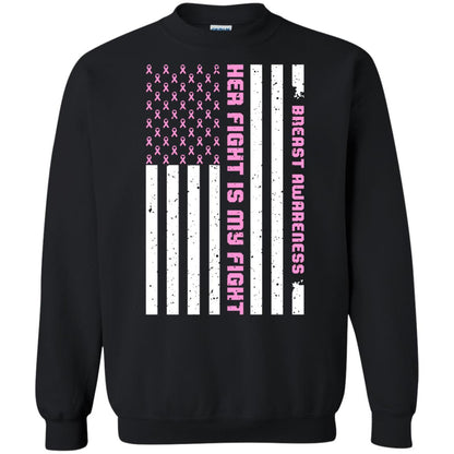 Breast Awareness His Fight Is My Fight Pink Ribbon Stars Flag Of Usa Shirt Black