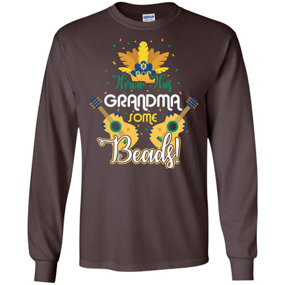 Mardi Gras T-shirt Throw This Grandma Some Beads Dark Chocolate