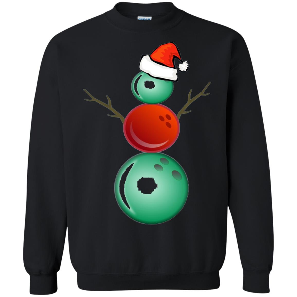 Funny Christmas Shirts Bowling Snowman Black