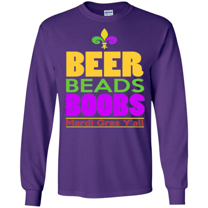 Mardi Gras T-shirt Beer Beads Boobs Purple