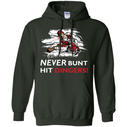 Baseball Lover T-shirt Never Bunt Hit Dingers Forest Green