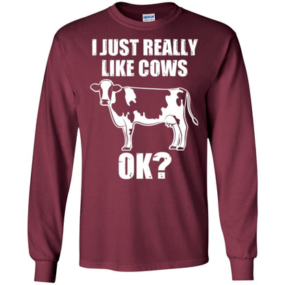 Cow Lovers T-shirt I Just Really Like Cows Ok Maroon