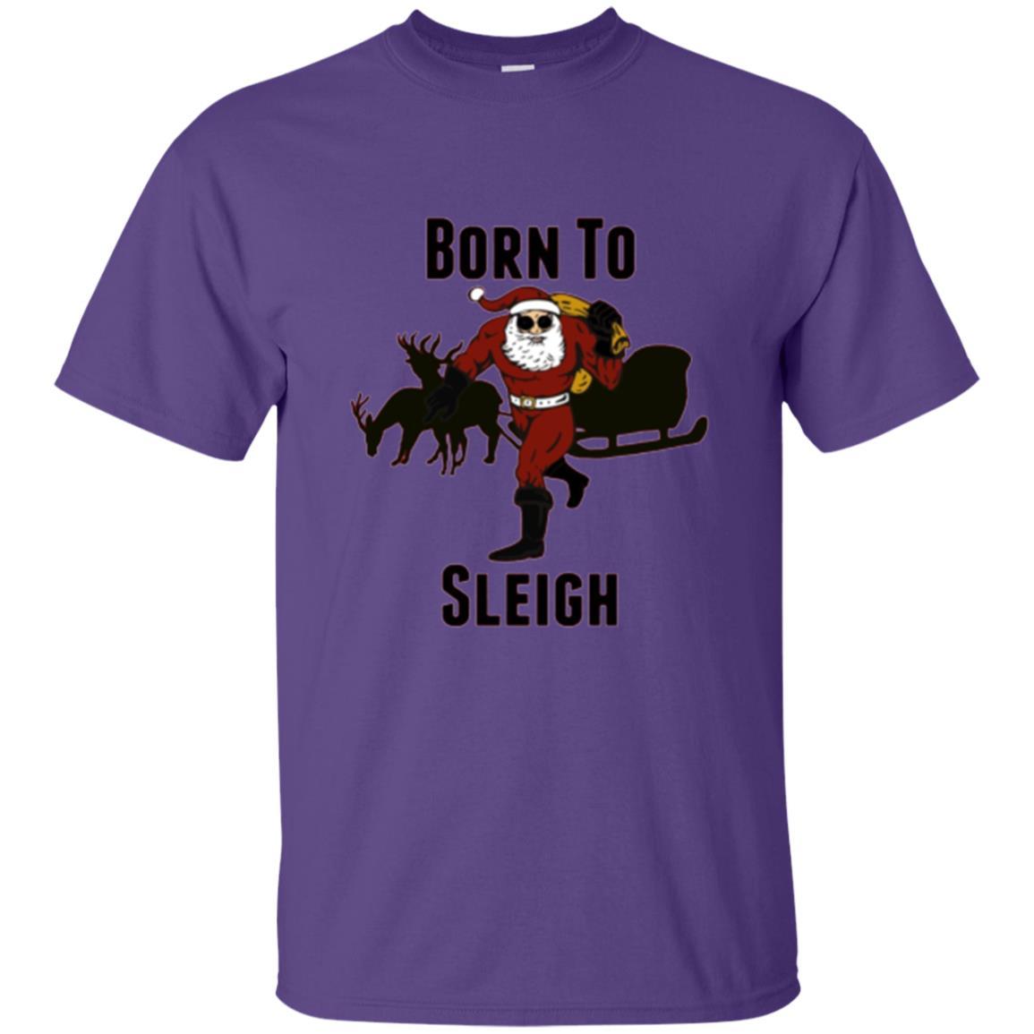 Christmas T-shirt Born To Sleigh T-shirt Purple
