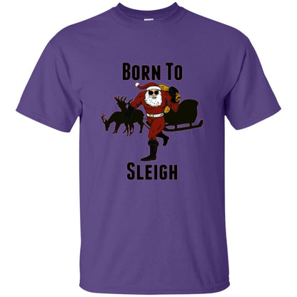 Christmas T-shirt Born To Sleigh T-shirt Purple