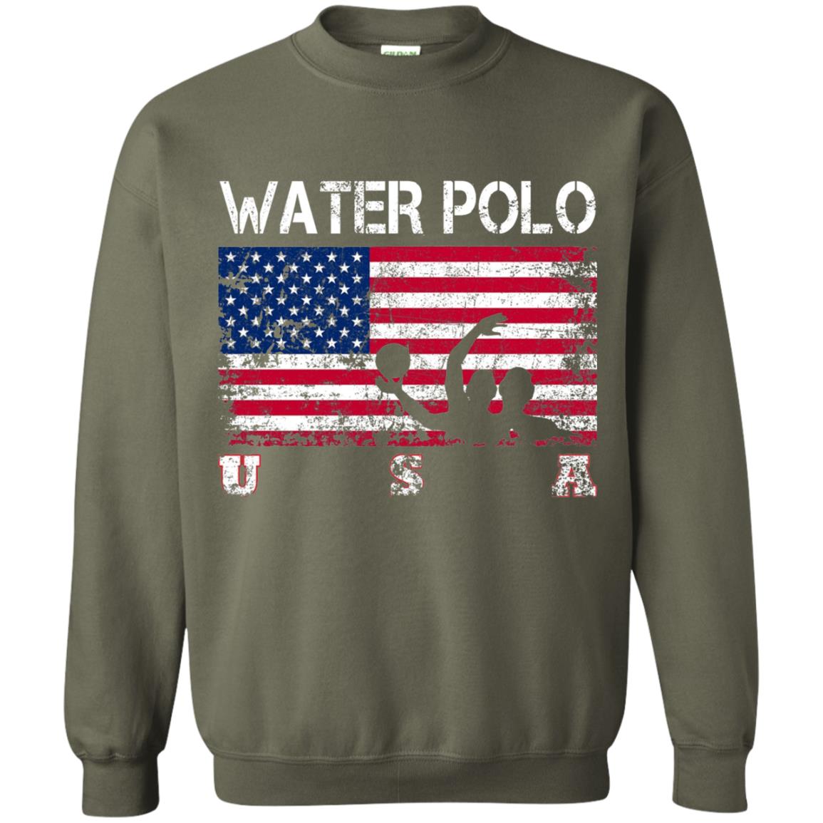 Water Polo Team American Flag Water Polo T-shirt Military Green