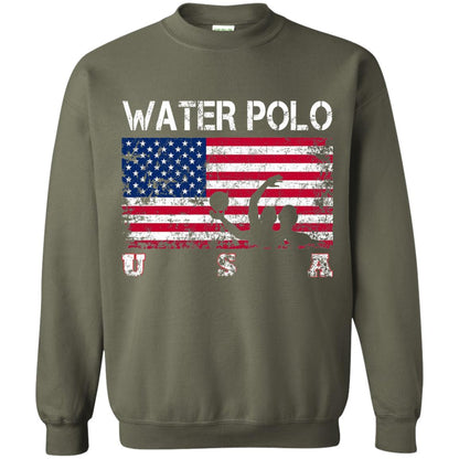 Water Polo Team American Flag Water Polo T-shirt Military Green
