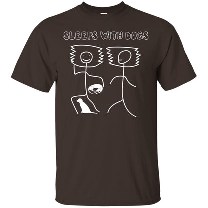 Sleep With Dogs Funny Dog Owner Shirt Dark Chocolate