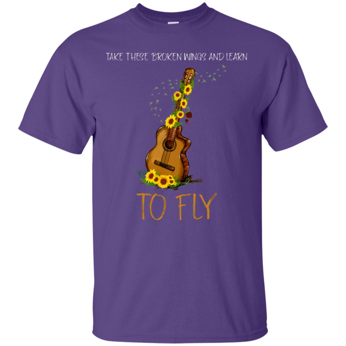 Take These Broken Wings And Learn To Fly Guitar Quote Shirt Purple