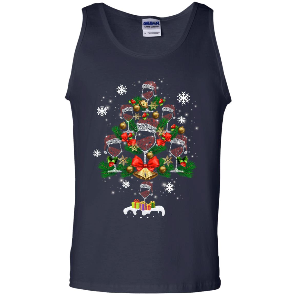 Wine X-mas Tree Drinking Lovers Idea Shirt Navy