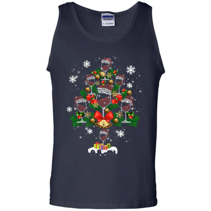 Wine X-mas Tree Drinking Lovers Idea Shirt Navy