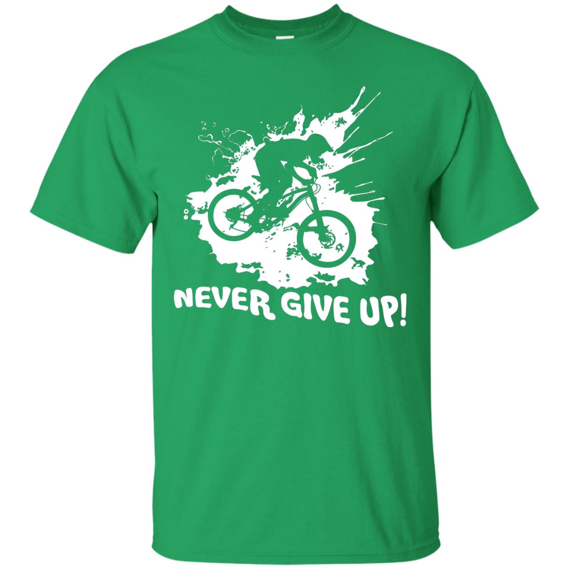 Biker T-shirt Never Give Up Irish Green