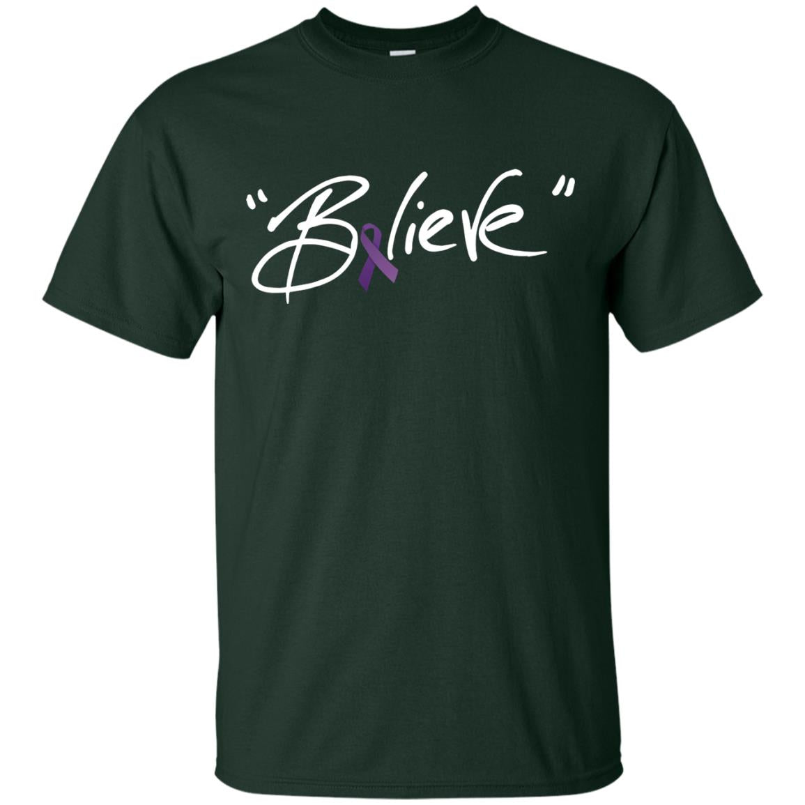 Pancreatic Leiomyosarcoma Symptoms Awareness Shirt Purple Ribbon Believe Forest