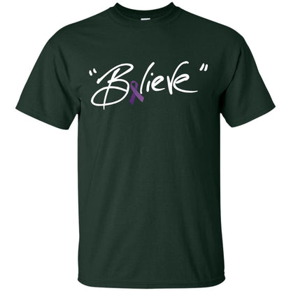 Pancreatic Leiomyosarcoma Symptoms Awareness Shirt Purple Ribbon Believe Forest
