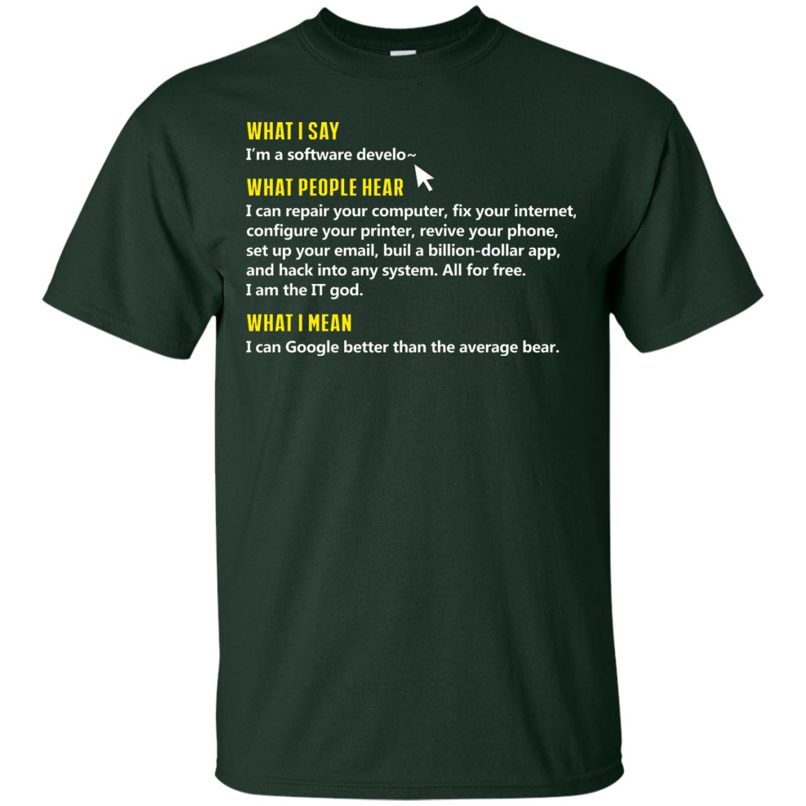 What I Say I_m A Software Develop What People Hear Shirt Forest