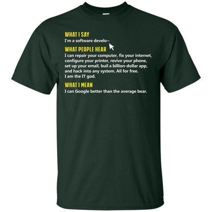 What I Say I_m A Software Develop What People Hear Shirt Forest