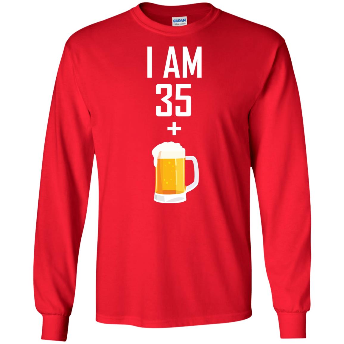 I Am 35 Plus 1 Beer 36th Birthday T-shirt Red