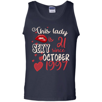 This Lady Is 21 Sexy Since October 1997 21st Birthday Shirt For October Womens Navy