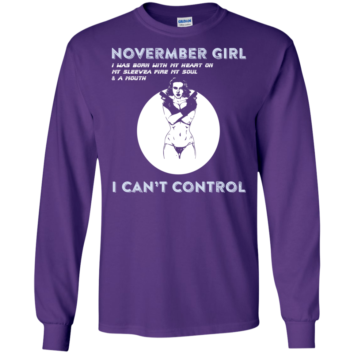 November Girl I Was Born With My Heart T-shirt Purple