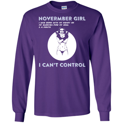 November Girl I Was Born With My Heart T-shirt Purple