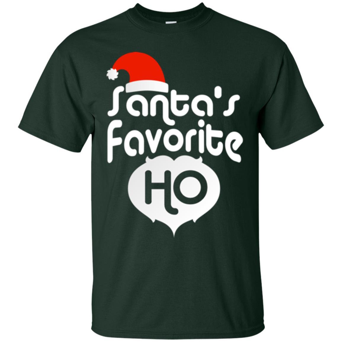 Christmas T-shirt Santa's Favorite Ho Forest Green