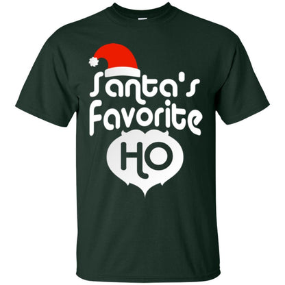 Christmas T-shirt Santa's Favorite Ho Forest Green